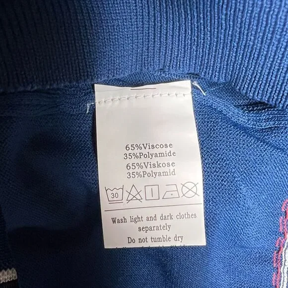 Paul Jones Knit Button Polo Shirt Navy Blue Men's Sz Large Retro Mod Travel Golf - Picture 7 of 9